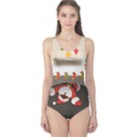 Christmas Black Santa In Fireplace One Piece Swimsuit