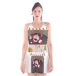 Christmas Black Santa In Fireplace Scoop Neck Skater Dress