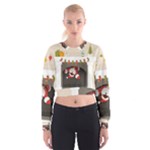 Christmas Black Santa In Fireplace Women s Cropped Sweatshirt