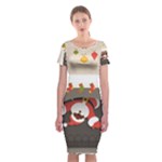 Christmas Black Santa In Fireplace Classic Short Sleeve Midi Dress