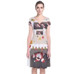 Christmas Black Santa In Fireplace Short Sleeve Front Wrap Dress