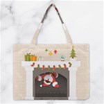 Christmas Black Santa In Fireplace Medium Tote Bag