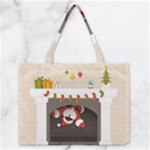 Christmas Black Santa In Fireplace Medium Zipper Tote Bag