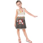 Christmas Black Santa In Fireplace Kids  Sleeveless Dress