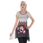 Christmas Black Santa In Fireplace Short Sleeve Side Drop Tunic