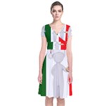 Christmas Italian Short Sleeve Front Wrap Dress