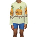 Happy Thanksgiving Pumpkin Kids  Long Sleeve Swimwear