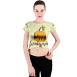 Happy Thanksgiving Pumpkin Crew Neck Crop Top