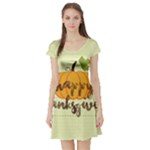 Happy Thanksgiving Pumpkin Short Sleeve Skater Dress