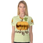 Happy Thanksgiving Pumpkin Women s V-Neck Sport Mesh Tee