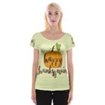 Happy Thanksgiving Pumpkin Women s Cap Sleeve Top