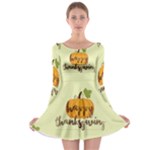 Happy Thanksgiving Pumpkin Long Sleeve Skater Dress