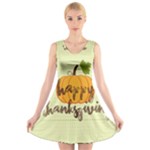 Happy Thanksgiving Pumpkin V-Neck Sleeveless Dress