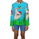 santa sloth Kids  Long Sleeve Swimwear