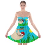 santa sloth Strapless Bra Top Dress