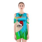 santa sloth Women s Cutout Shoulder One Piece