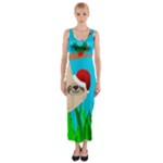 santa sloth Fitted Maxi Dress