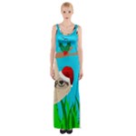 santa sloth Maxi Thigh Split Dress