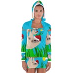 santa sloth Women s Long Sleeve Hooded T-shirt