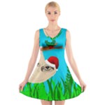 santa sloth V-Neck Sleeveless Dress