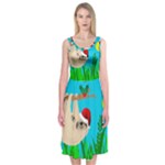 santa sloth Midi Sleeveless Dress