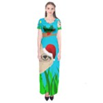 santa sloth Short Sleeve Maxi Dress