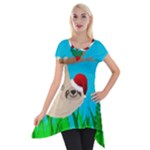 santa sloth Short Sleeve Side Drop Tunic