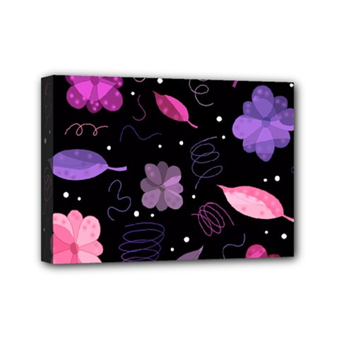 Purple and pink flowers  Mini Canvas 7  x 5  from ArtsNow.com