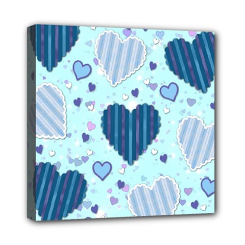 Light and Dark Blue Hearts Mini Canvas 8  x 8  from ArtsNow.com