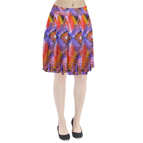 Crystal Star Dance, Abstract Purple Orange Pleated Skirt from ArtsNow.com