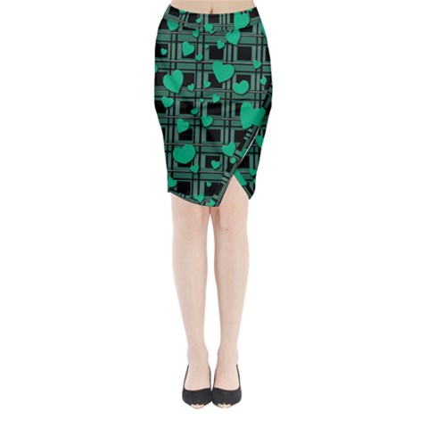 Green love Midi Wrap Pencil Skirt from ArtsNow.com