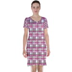 Pink plaid pattern Short Sleeve Nightdress