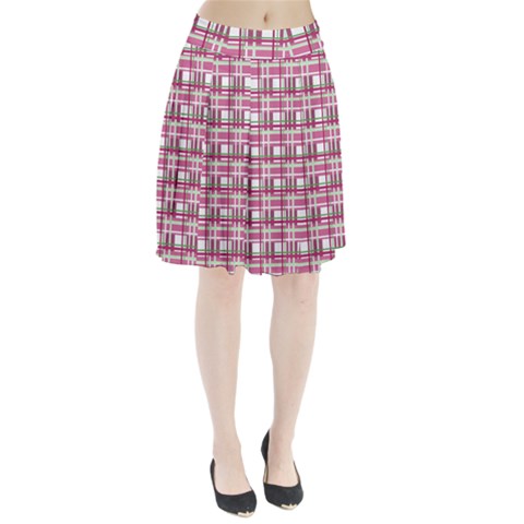 Pink plaid pattern Pleated Skirt from ArtsNow.com