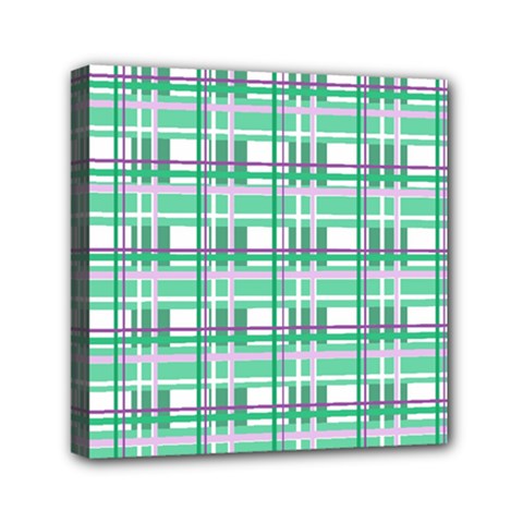 Green plaid pattern Mini Canvas 6  x 6  from ArtsNow.com