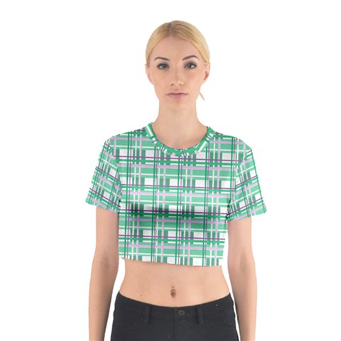 Green plaid pattern Cotton Crop Top from ArtsNow.com