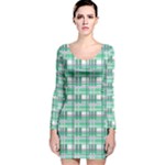 Green plaid pattern Long Sleeve Velvet Bodycon Dress