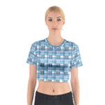 Blue plaid pattern Cotton Crop Top