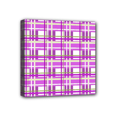 Purple plaid pattern Mini Canvas 4  x 4  from ArtsNow.com