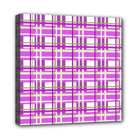 Purple plaid pattern Mini Canvas 8  x 8  from ArtsNow.com