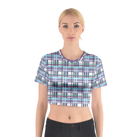 Decorative plaid pattern Cotton Crop Top from ArtsNow.com