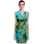 Crystal Gold Peacock, Abstract Mystical Lake Classic Sleeveless Midi Dress