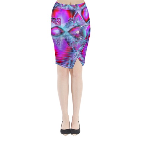 Crystal Northern Lights Palace, Abstract Ice  Midi Wrap Pencil Skirt from ArtsNow.com