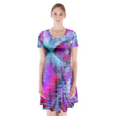 Crystal Northern Lights Palace, Abstract Ice  Short Sleeve V