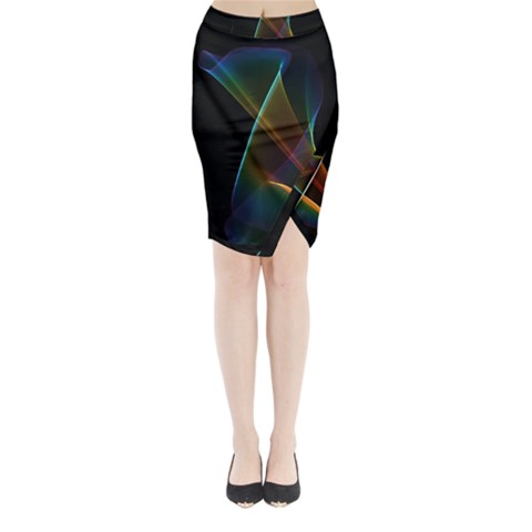 Abstract Rainbow Lily, Colorful Mystical Flower  Midi Wrap Pencil Skirt from ArtsNow.com