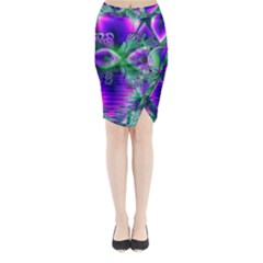 Evening Crystal Primrose, Abstract Night Flowers Midi Wrap Pencil Skirt from ArtsNow.com