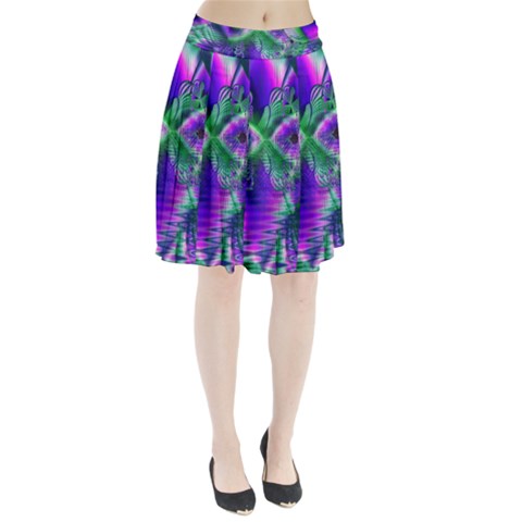 Evening Crystal Primrose, Abstract Night Flowers Pleated Skirt from ArtsNow.com