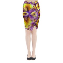 Golden Violet Crystal Palace, Abstract Cosmic Explosion Midi Wrap Pencil Skirt from ArtsNow.com