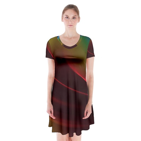 Liquid Rainbow, Abstract Wave Of Cosmic Energy  Short Sleeve V