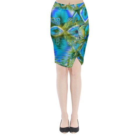 Mystical Spring, Abstract Crystal Renewal Midi Wrap Pencil Skirt from ArtsNow.com