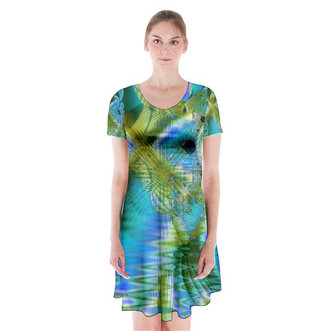 Mystical Spring, Abstract Crystal Renewal Short Sleeve V